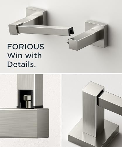 FORIOUS Toilet Paper Holder Wall Mount, Stainless Steel Rustproof Double Post Pivoting Tissue Roll Holder for Bathroom, Commercial Toilet Paper Dispenser (Brushed Nickel, Square) - color: Stainless Steel