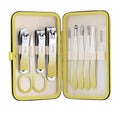 Manicure Set, 10 pcs High-Carbon Steel Nail Clippers Set, Portable Mini Manicure and Pedicure Kit, Travel Grooming Nail Kit with Leather Bag for Men and Women - color: Yellow