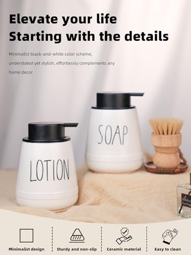 Ceramic Soap Dispenser Set, 13oz Wash Soap Dispenser (Liquid-Soap & Lotion) - color: Liquid-soap & Lotion