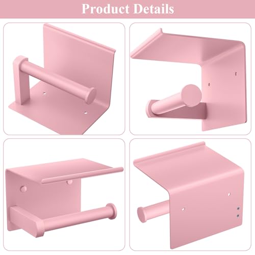 Tindbea Toilet Paper Holder with Phone Shelf, Adhesive or Screw Wall Mount Toilet Tissue Roll Holder, Rustproof & Multifunctional Stainless Steel Bathroom Storage Dispenser (Blush Pink) - color: G-blush Pink