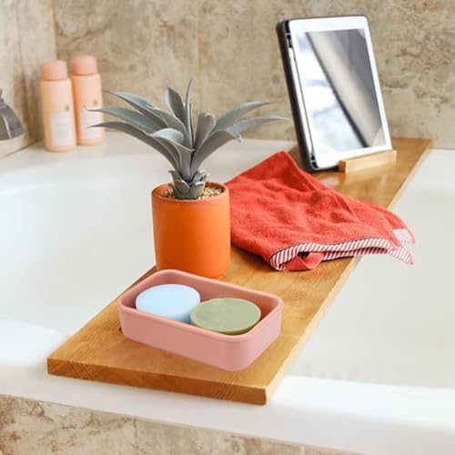 Large Soap Container, Silicone Bar Soap Case, Soap Case with Draining Layer | Portable Shampoo Bar Soap Box for Gym, Camp(Flesh Pink) - color: Rectangular Flesh Pink