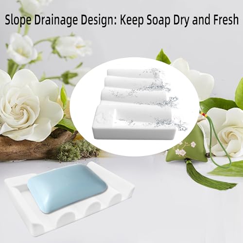 Silicone Soap Dish,Self Draining Soap Holder Perfect for Shower,Bathroom Sink,Kitchen Sink & Travel,Non-Slip Bar Soap Holder Extend Soap Life,Keep Soap Bars Dry & Easy Cleaning White-2Pcs - color: White-2pcs