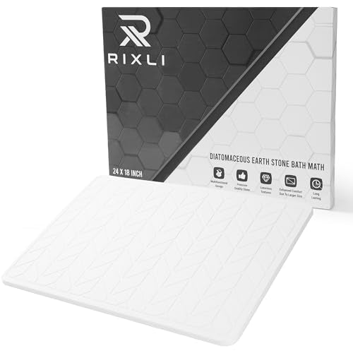 Diatomaceous Earth Stone Bathmat | Eco-Friendly XL Stone Bath Mat 18x24 Inch. Instant Dry Bathroom Mat with Sandpaper & Pads. Multiuse, Kitchen Counter & Dog Bowl Mat Arrow Style (1, White) - color: White