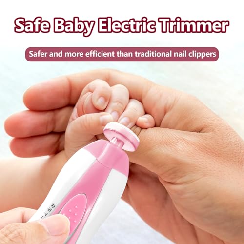 Qunlions life Baby Nail Trimmer Electric, 6 in 1 Rechargeable Baby Nail Clippers Manicure Set Grooming Kit for Toddler Infant or Adults (Pink) - color: Rechargeable-pink