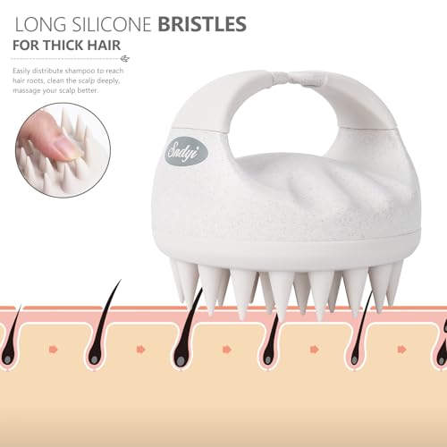 Sndyi Soft Silicone Scalp Massager for Dandruff Removal and Hair Growth - Wet Dry Scalp Exfoliator Brush for Scalp Care - Beige - color: Beige