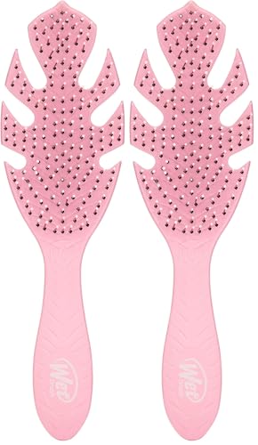 Wet Brush Go Green Hair Detangler Brush, Pink - Detangling Hair Brush - Ultra-Soft IntelliFlex Bristles Glide Through Tangles & Gently Loosens Knots While Minimizing Pain, Split Ends & Breakage - color: Pink, size: 1 Count (Pack of 2)