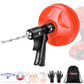 35 FT Double Mode Drain Snake Tools, 14-in-1 Drain Auger for Sink and Drain Unblocking, Plumbing Snake for Kitchen, Bathrom and Shower Sink, Snake for Real DYIs【Upgraded】 - color: 35ft-n-red&black
