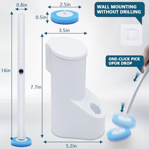 Swingers Disposable Toilet Brush,Toilet Bowl Cleaners,Toilet Cleaning Supplies,Toilet Brush and Holder Set with Cleaner Refills for Toilet Bowl Cleaners,Bathroom Cleaning, Bathtub (White, 2 Pack)