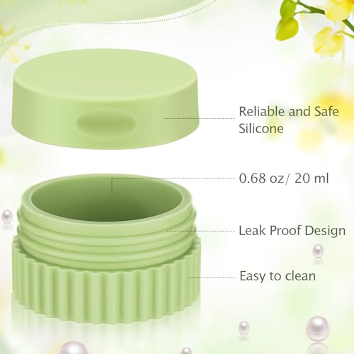 Maxcheck 4 Pcs Travel Containers for Toiletries 0.68 Oz/20 ml Small Silicone Cream Jar with Lid Mini Leakproof Lotion Jar Refillable Travel Cosmetic Container for Face Body Skin Cream (Green Color) - color: Green Color