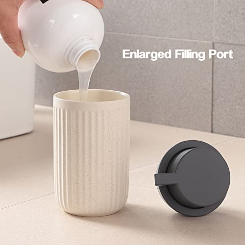 Beige Ceramic Soap Dispenser Set - Modern Refillable Hand Soap Dispenser With Pump for Bathroom, Kitchen, Farmhouse Decor - 2 Pack - color: 2pcs Beige, size: Liquid dispenser