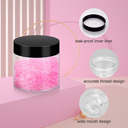 Loretoy 36 Pack 2 OZ Plastic Jars with Lids, BPA Free, Reusable, Refillable Transparent Cosmetic Containers for Bath Salts, Cosmetics, Powders, Beauty Product and Small Accessories - color: Black, size: 2 Ounce