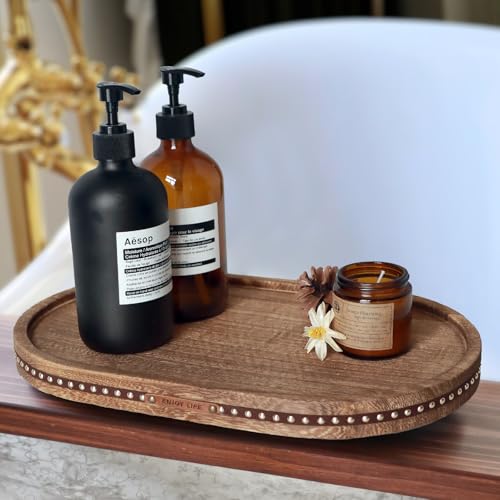 Decor Decorative Round Tray 11.81in for Home Decor for Coffee Table Farmhouse Kitchen Table Living Room Bathroom Centerpiece Tray Decor Oval Rustic - color: Oval Rustic