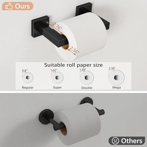 FEILERN Toilet Paper Holder Matte Black, 2 Pack Wall Mount for Bathroom | Square Tissue Paper Holder, Stainless Steel, Double Post Pivoting, Commercial Toilet Paper Dispenser - color: Black, size: 2 Pack