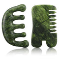 BBTO 2 Pcs Jade Comb for Scalp Massage Gua sha Comb for Head Body spa Hair Multifunctional Handheld Massage Tools (Classic, Natural) - style: Classic, Natural
