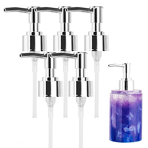 NiArt 5PCS Polished Chrome Plastic Soap Dispenser Bottle Replacement Pumps for DIY Resin Casting Mold, Rustproof Standard 28/400 26-28mm/1.02-1.10in Neck Bottles Essential Oil/Shampoo/Hand Soap/Lotion