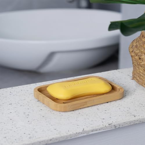 Bamboo Bar Soap Holder Wooden Soap Dish | For Shower, Bathroom, Kitchen, Self Draining Tray - size: 1pcs-Bamboo