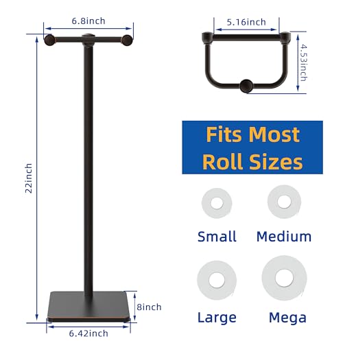 RUACQ Toilet Paper Holder Stand, Bathroom Toilet Paper Roll Holder Free Standing, Toilet Tissue Holder Stand with Post Pivoting Design, Stable Weighted Base, SUS304 Stainless Steel (Oil Rubbed Bronze) - color: Oil Rubbed Bronze, size: Free Standing