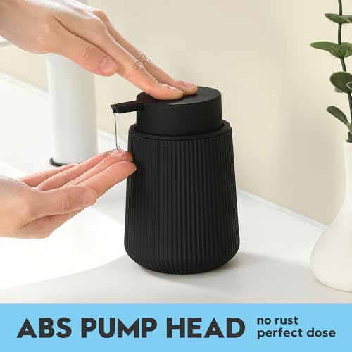 YAUKPH Striped Liquid Hand Soap Dispenser with Leak-Proof Pump for Bathroom and Kitchen Countertop 11oz Black - color: Black, size: Liquid Dispenser