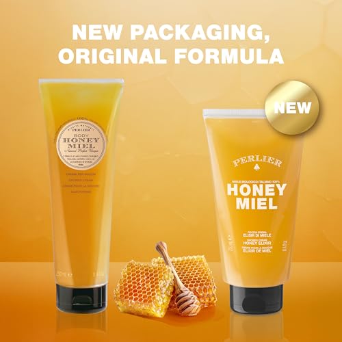 Perlier Sweet Honey Miel Shower & Bath Cream - Nourishing & Soothing Luxury Bath Cream Made With 100% Organic Italian Honey For Deep Moisturization And Hydration (8.4 Fluid Oz.) - size: 8.4 Fl Oz (Pack of 1)