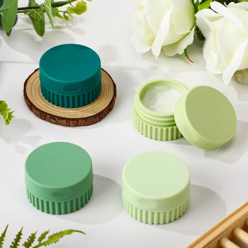 Maxcheck 4 Pcs Travel Containers for Toiletries 0.68 Oz/20 ml Small Silicone Cream Jar with Lid Mini Leakproof Lotion Jar Refillable Travel Cosmetic Container for Face Body Skin Cream (Green Color) - color: Green Color