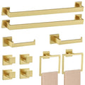 10-Piece Brushed Gold Bathroom Hardware Set Gold Towel Bar Set,Towel Holder/Rack for Bathroom,Stainless Steel Wall-Mounted 23.6 Inch Bathroom Accessories Set - color: 10 Pcs Brushed Gold