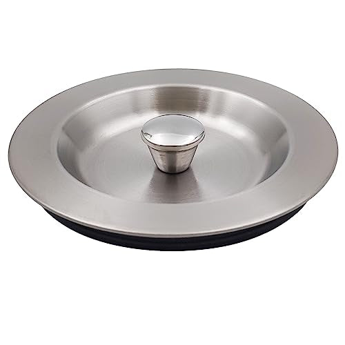 GZILA Kitchen Sink Stopper Replacement, Sealing Lid Sink Drain Stopper for 3-1/2 Inch Standard Drains Assembly, 304 Stainless Steel with Rubber Gasket, Brushed Nickel