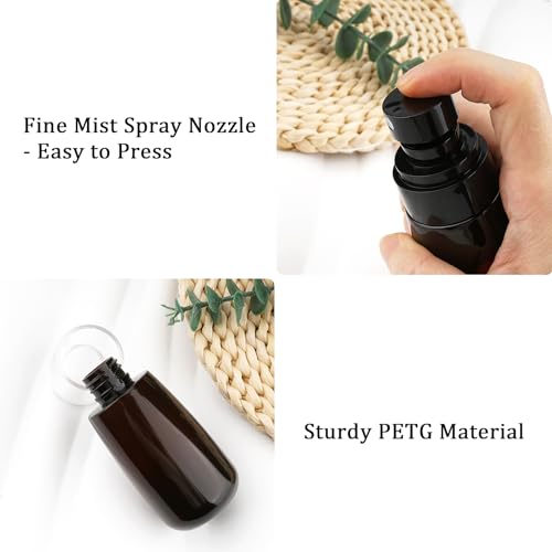 Cosywell Travel Spray Bottle 2oz 60ml 3 Pack TSA Approved Leak Proof Fine Mist Spray Bottles Empty Plastic Refillable Spray Bottle for Perfume Essential Oils Toners Rose Water Cosmetics（3Brown） - color: 3 Brown, size: 2 oz