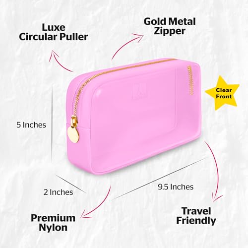 Small Clear Makeup Bag – Mini Cosmetic Pouch for Purse, Light Pink Travel Bag, Compact Clear Pouch for Cosmetics, Mini Purse Organizer - color: Light Pink, style: Small