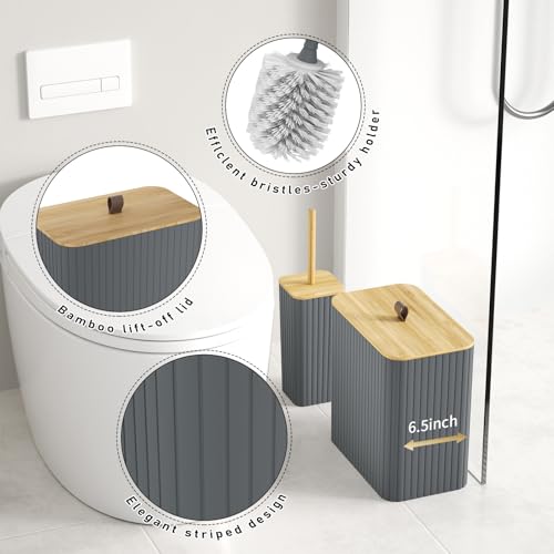 Bathroom Accessory Set - Grey Bathroom Set, 12PC Bathroom Accessories Set, Grey Bathroom Accessories Set, Mini Trash Can, Toilet Brush, Trash Can & Soap Dispenser - size: Bathroom Set, style: Grey