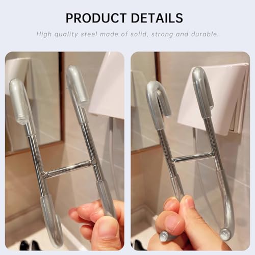 Shower Door Hooks,Towel Hooks for Bathrooms Frameless Glass Door,Heavy Duty SUS 304 Stainless Steel Hook for Towels,Squeegee,Loofah,Shaver,Robe,2 Pack (Silver) - color: Silver
