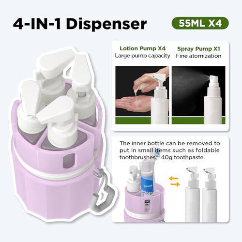 Travel Bottles for Toiletries, TSA Approved Travel Shampoo and conditioner Bottles with Suction Cups, Pink - color: Pink