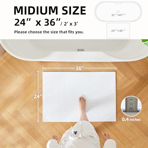 TYUU Bathroom Rugs Non Slip Washable, Super Absorbent Thin Bath Mat Quick Dry Low Pile Bathroom Rug, White 24"x36" - color: White, size: 2' X 3' (Rectangular)