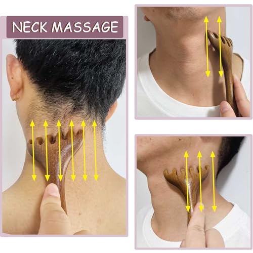Head Massager Scalp, Wooden Scalp Massager, Foot Massage Tool | with storage pouch, natural Sandalwood, masajeador de cabeza, scalp massage for stress relax, foot massage for muscles relax