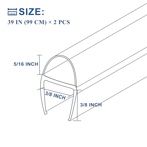 Frameless Shower Door Seal Strip 2 Pack x 39 Inch U for 3/8" Thick Glass Shower Door Side Seal Strip Bottom Seal Door Sweep Ultra Clear Polycarbonate, Stop Shower Leaks Create A Water Barrier - color: U-Type Side, size: 2PCS x 39" for 3/8" Glass
