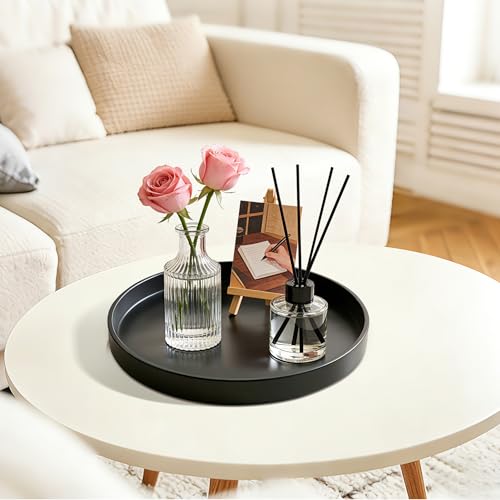 1 Pack 10" Bathroom and Vanity Tray, ABS Bathroom Counter Organizer, Coffee Table Decor for Perfume, Candles, Keys &More. Kitchen Countertop Organizer, Decorative Tray Soap Holder, Black - color: Black, size: 10"