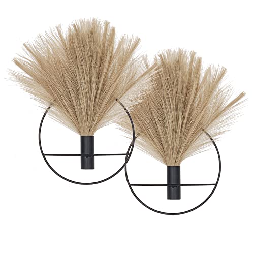 Pretty Jolly Boho Wall Decor, Wall-Mounted Metal Art, Hanging Artificial Pampas Display, Living Room, Bedroom, Bathroom, Diningroom, Fake Faux Plant 2 Pack Black Brown | Hanging Planter Display, For Living Room, Bedroom, Bathroom, Dining room, 2 Pack Blac
