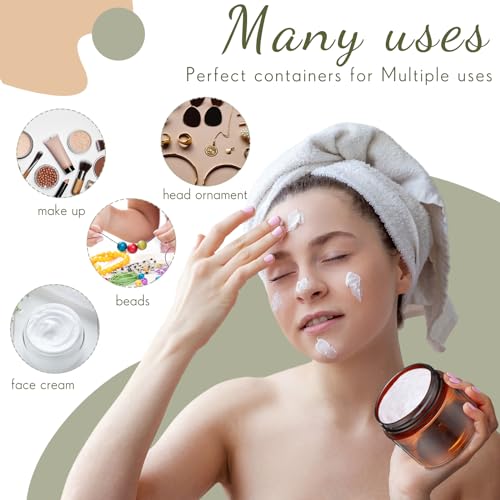 Patelai 4 Pieces Round Wide-mouth Leak Proof Plastic Container Jars with Lids for Travel Storage Makeup Beauty Products Face Creams Oils Salves Ointments DIY Making(2 Ounce,Amber) - color: Amber, size: 2 Ounce