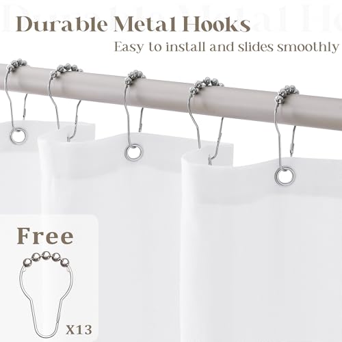 White Linen Shower Curtain for Bathroom Water Repellent 72x78 Inches | Extra Long Shower Curtains, Simple Elegant Modern Farmhouse Country, Bath Shower Curtain Set with Hooks, Textured Fabric - color: White, size: 72"W x 78"L (Pack of 1)
