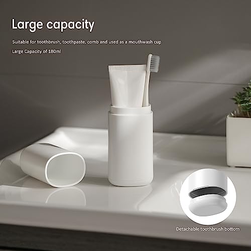 BALUCA Travel Toothbrush Case, Portable Tooth Brush Holder and Toothpaste Cover Container with Mouthwash Cup, Compact Oral Clean Tools Organizer for Traveling/Camping/School/Home - Large Capacity - color: White, size: Large