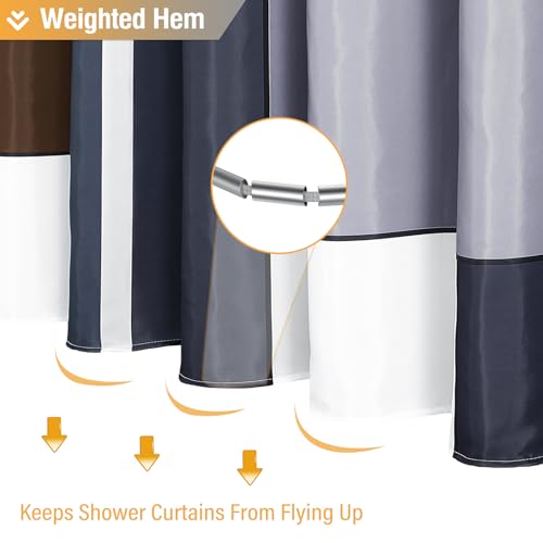 BTTN Stall Fabric Shower Curtain - 54 x 78 Inches Long Geometric Waterproof Cloth Shower Curtain Set with 10 Plastic Hooks, Narrow Modern Hotel Abstract Polyester Shower Curtains for Bathroom - Brown - color: Brown, size: 54"W x 78"L (Pack of 1)