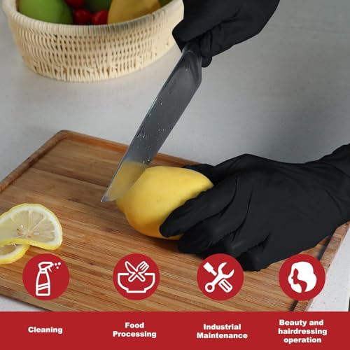 Disposable Gloves Large, Nitrile and Vinyl Blend Material Gloves, Latex Free 4 Mil 200 Pc Food Grade Glove for Cleaning, Food Prep,Hair Dye,Tattoo, Black - color: Black, size: Large-200pc
