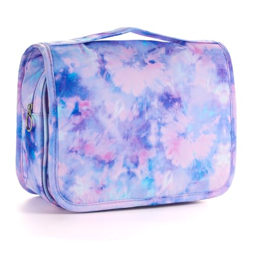 Kids Hanging Toiletry Bag for Girls, Travel Toiletry Bag for Little Young Girls Cosmetic Makeup Waterproof Wash Bag Toddler Traveling Toiletries, Tie Dye Purple - color: Tie Dye-Purple