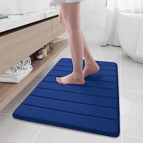 Buganda Memory Foam Bath Mat, 35.4" x 24", Ultra Soft Bathroom Rugs, Water Absorbent and Machine Washable Bath Rug Runner for Bathroom, Shower, and Tub, Navy Blue - color: Navy Blue, size: 35.4" X 24"