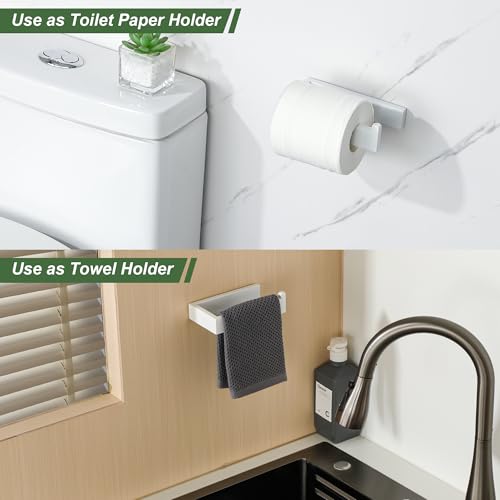 SAYAYO White Toilet Paper Holder Wall Mount, Toilet Tissue Holder for Bathroom, Modern Tp Holder Square, SUS304 Stainless Steel 6 Inch - color: White