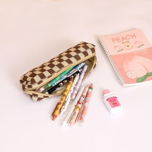 LYDZTION Makeup Bag Cosmetic Bag for Women,1Pcs Large Capacity Makeup Bags and 1Pcs Pencil Case Makeup Brushes Storage Bag Travel Toiletry Bag Organizer - color: 3pcs brown
