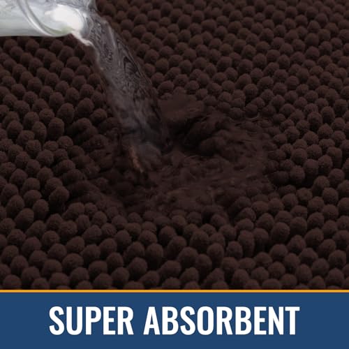 Arotive Bathroom Rugs 24x16, Extra Soft Absorbent Shaggy Chenille Bath Rugs, Machine Washable Rubber Backing Bath Mats for Bathroom Floor Tub and Shower, Home Decor Accessories, Brown - color: Brown, size: 24" X 16"
