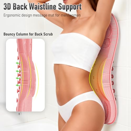 Back Scrubber Body Bath Cushion for Tub Bathtub Back Lumbar Ergonomic Support, Silicone XL Large Thick Soft Seat Pad Non-Slip Suction Cups, Relaxing Spa Exfloating Scrubber Mat 28x19 Pink - color: Pink