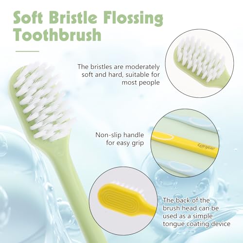 6pcs Travel Toothbrush Set, Extra Soft Toothbrushes for Adults Gentle Portable Manual Toothbrush with Individual Travel Case Deep Cleaning Flossing Toothbrushes for Sensitive Teeth(Multicolor)