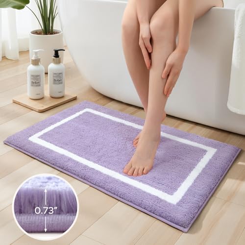 HOMEIDEAS Bathroom Rugs Sets 2 Piece, Super Soft and Absorbent Microfiber Tufted Bath Mats, Non-Slip and Machine Washable Bath Rugs(Lavender) - color: Lavender