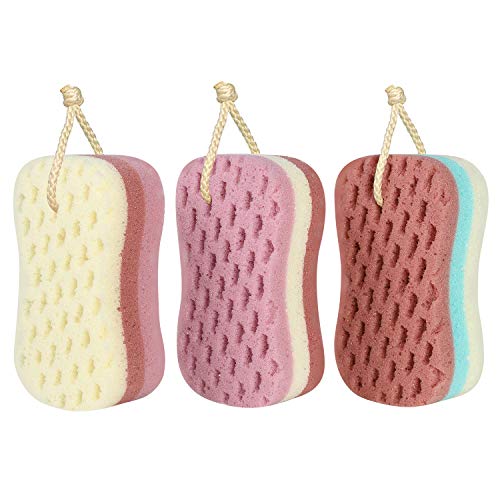 3 Pcs Big Bath Sponge for Women, Men, Sponge Loofah Body Scrubber Shower Sponge for Body Wash Bathroom, 3 Colors & Large Size Bathing Sponge Bathing Accessories(Large Size) - color: Young Man/ Adult